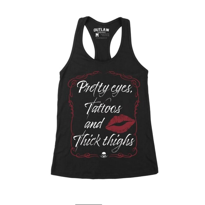 PRETTY EYES RACERBACK TANK BLACK