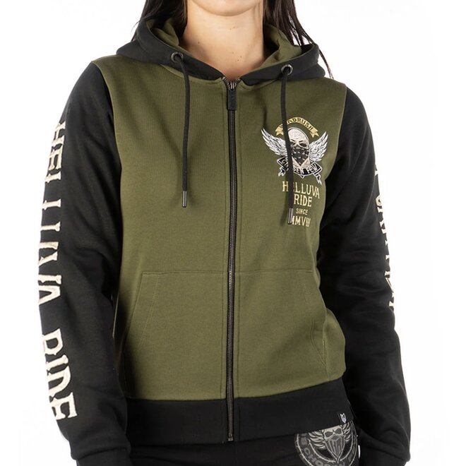 THE MASKED VIGILANTE ZIP HOODY BLACK KHAKI