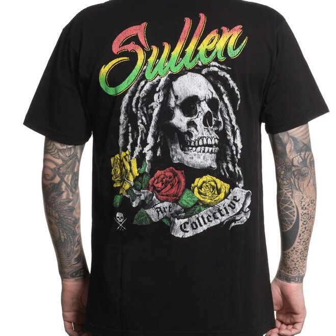 RASTA SKULL SS TEE JET BLACK