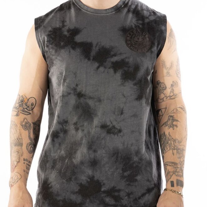 THE HEAD OVER FLAMES TANK TOP BLACK WASH