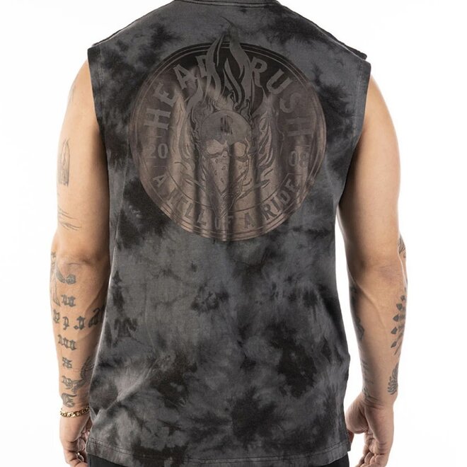 THE HEAD OVER FLAMES TANK TOP BLACK WASH
