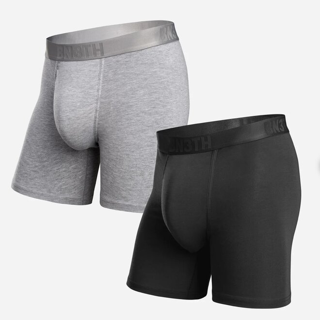 ESSENTAILS BOXER BRIEF 2PK BLACK HEATHER GREY