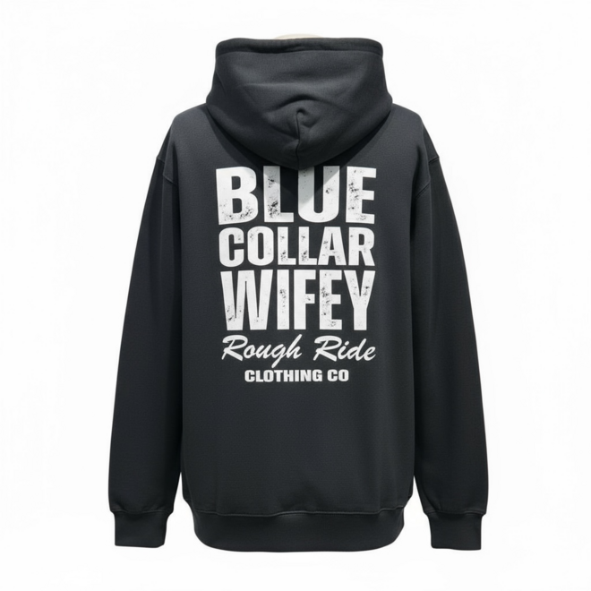 BLUE COLLAR WIFEY PO HOODY BLACK