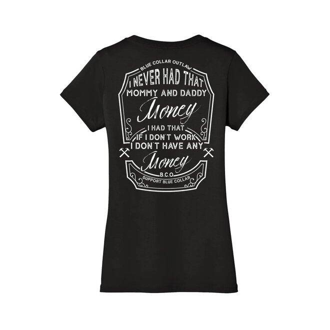 MAD MONEY VNECK SS TEE BLACK