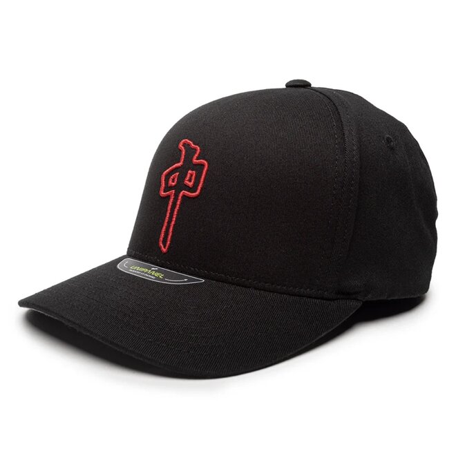CHUNG PUFFY OUTLINE FLEXFIT HAT BLACK BLACK RED