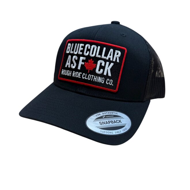 BLUE COLLAR AF CURVED TRUCKER HAT BLACK