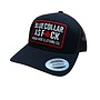 BLUE COLLAR AF CURVED TRUCKER HAT BLACK