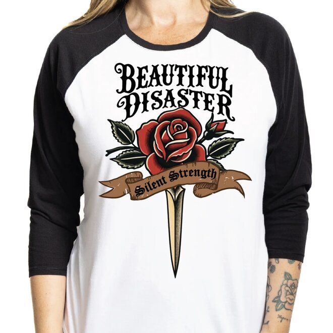 BD SILENT STRENGTH RAGLAN TEE WHITE/BLACK