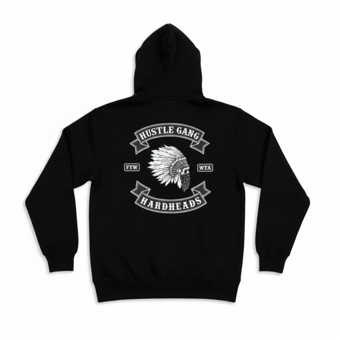 HARDHEADS ZIP HOODY BLACK