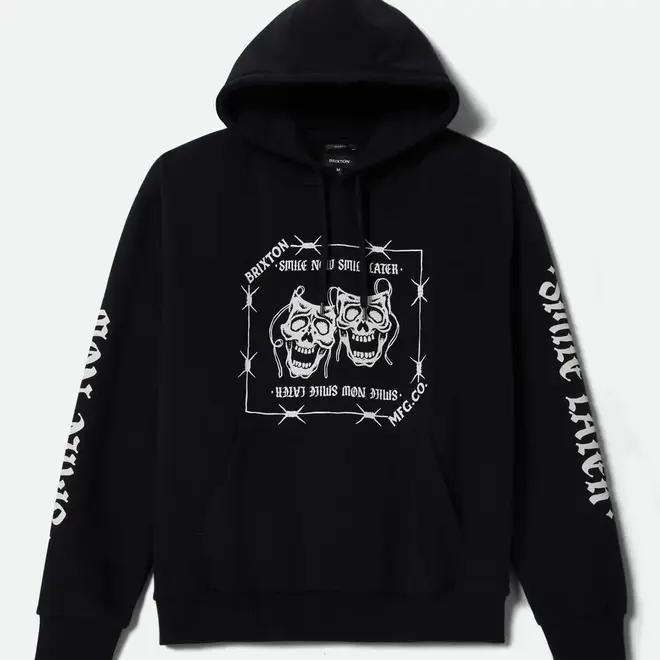 SMILE ALWAYS RELAXED PO HOODY BLACK WORN WASH