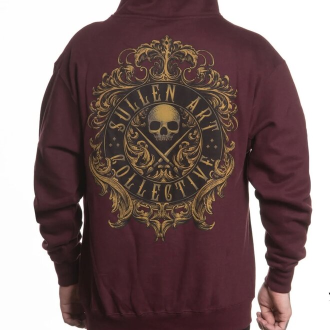 FILIGREE BADGE ZIP HOODY BURGUNDY