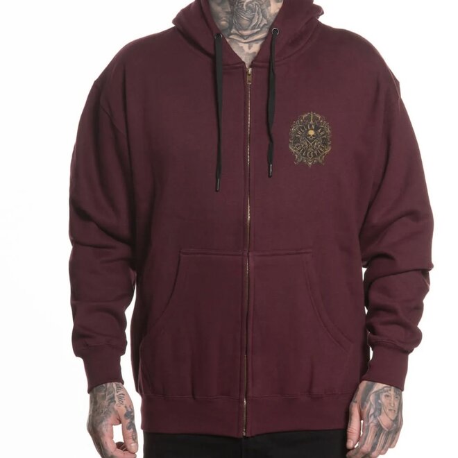 FILIGREE BADGE ZIP HOODY BURGUNDY