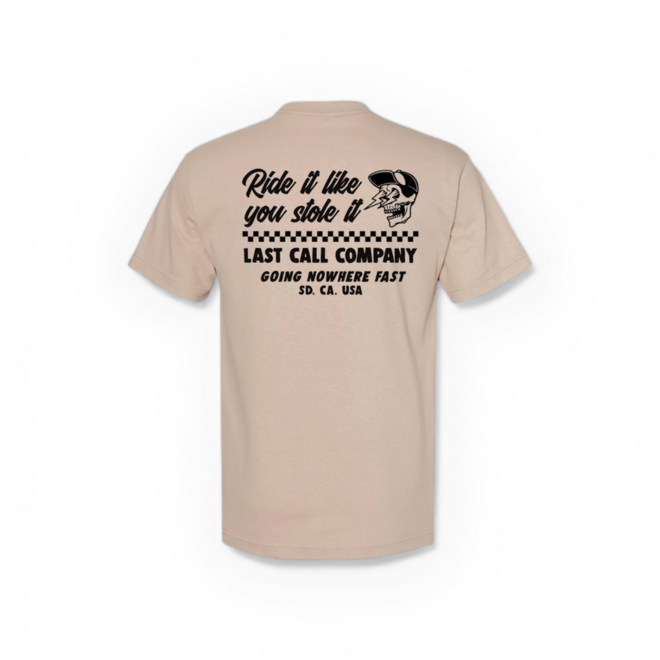RIDE IT BADGE SS TEE SAND