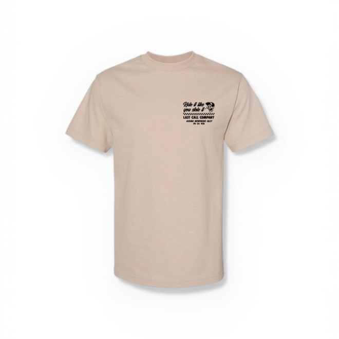 RIDE IT BADGE SS TEE SAND