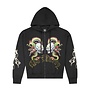 DRAGON SKULLS BOXY RHINESTONE ZIP HOODY BLACK
