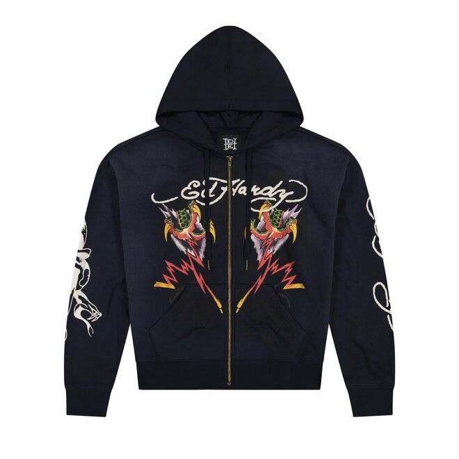 TIGER FLAME BOXY ZIP HOODY SUNFADE NAVY