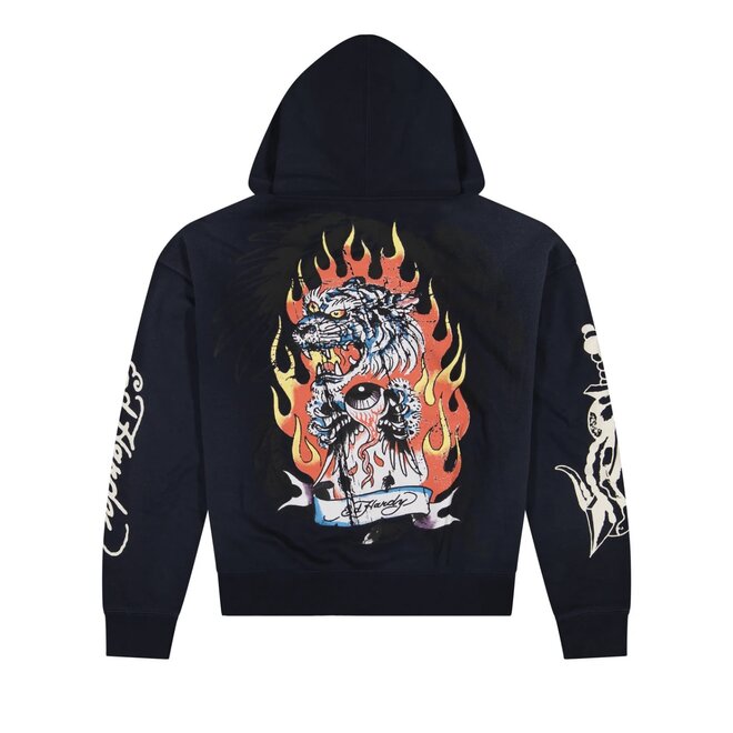 TIGER FLAME BOXY ZIP HOODY SUNFADE NAVY