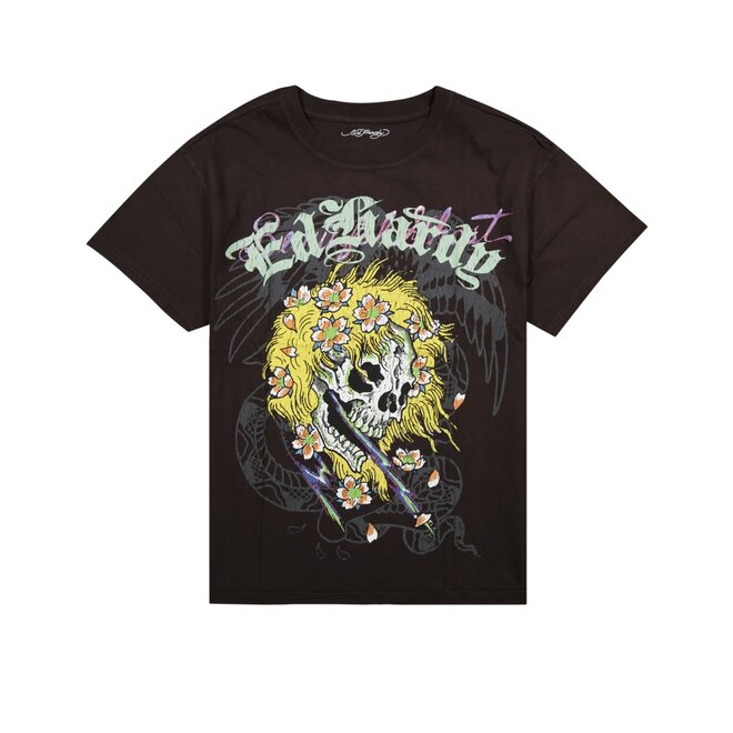 WING SKULL BOXY SS TEE VINTAGE BLACK