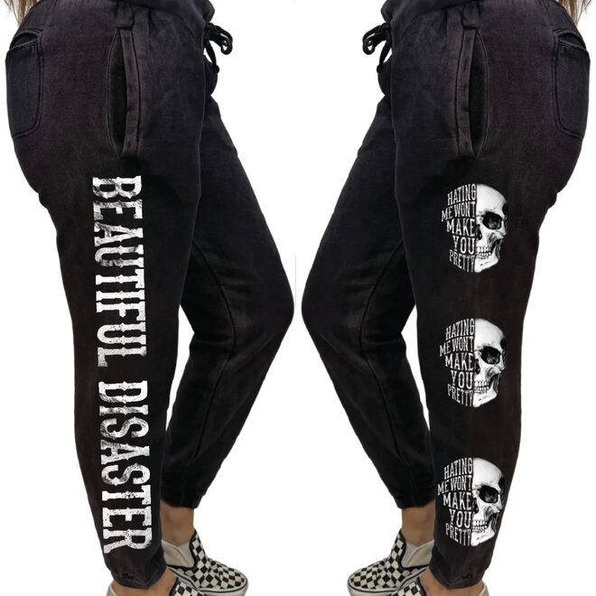 HATING ME SWEATPANTS MINERAL WASH BLACK