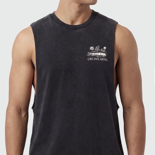 CREAM CARTEL AUSSIE TANK WASHED BLACK