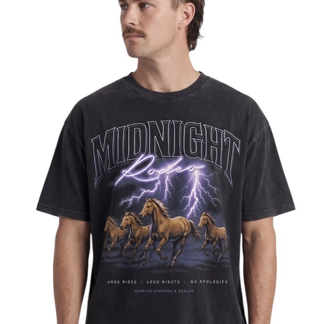 STAMPED OVERSIZED SS TEE ACID BLACK