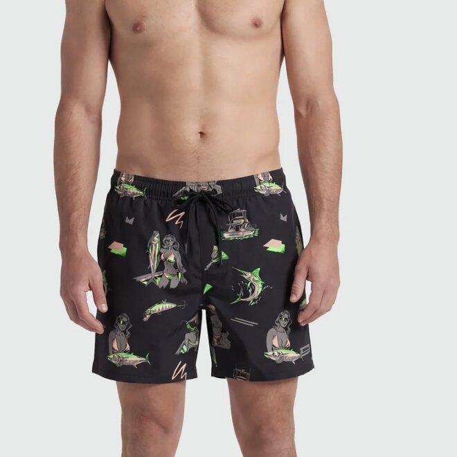 BLACK CATCH OF THE DAY SWIM SHORTS BLACK