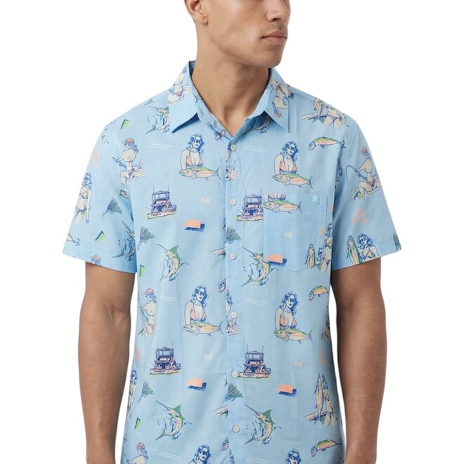 CATCH OF THE DAY BUTTON UP BLUE