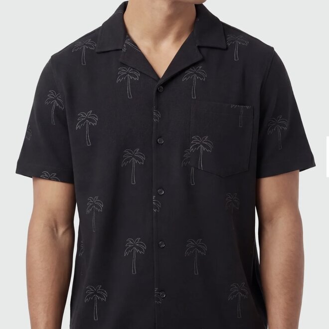 ISLAND STRETCH BUTTON UP BLACK