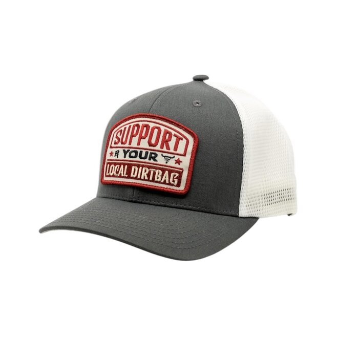 SUPPORT YOUR LOCAL DIRTBAG CURVED BRIM HAT CHARCOAL WHITE