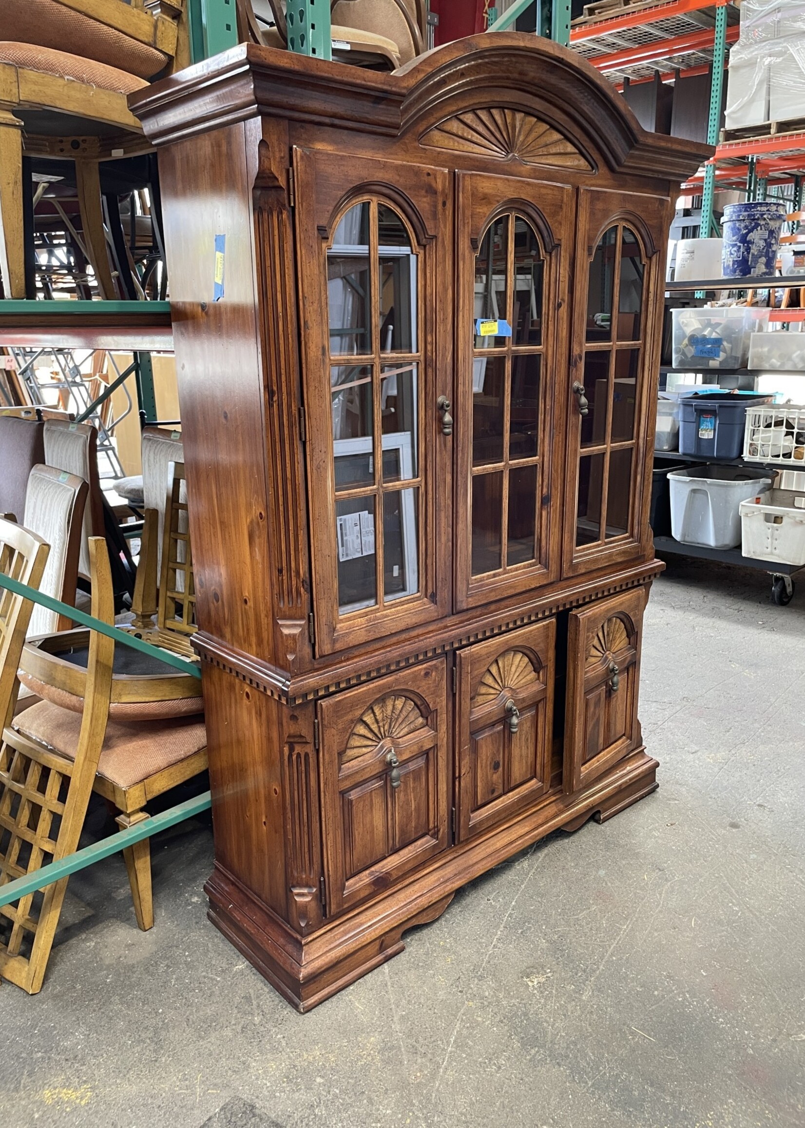 Solid Wood Dresser with Display Hutch