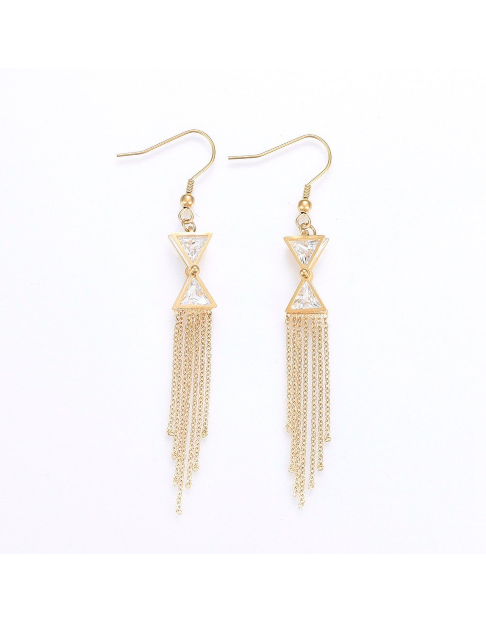 Fashion Jewelry GOLD STAINLESS CZ EARRINGS FJE2F