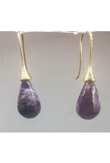 Fashion Jewelry GOLD STAINLESS AMETHYST EARRINGS FJE2P/A