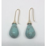Fashion Jewelry GOLD STAINLESS LAB CREATED TURQUOISE EARRINGS FJE2P/TQ