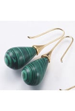Fashion Jewelry GOLD STAINLESS LAB CREATED MALCHITE EARRINGS FJE2P/M