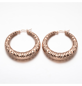 Fashion Jewelry ROSE STAINLESS HOOP EARRINGS FJE1F