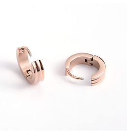 Fashion Jewelry ROSE STAINLESS HUGGIE EARRINGS  FJETC