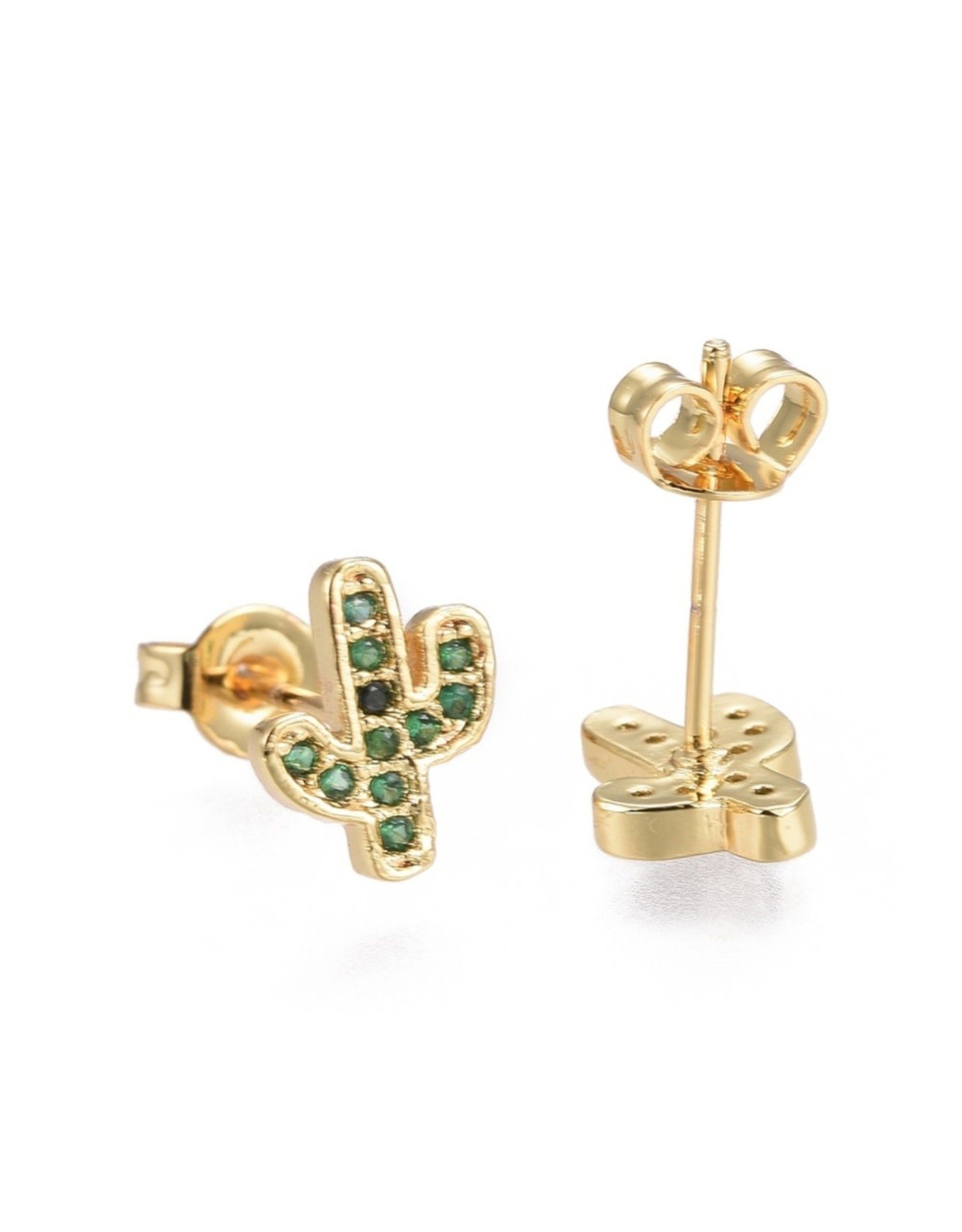 Fashion Jewelry GOLD STAINLESS SAGUARO STUD EARRINGS FJE63