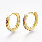 Fashion Jewelry *GOLD STAINLESS HOOP CZ EARRINGS FJEFD