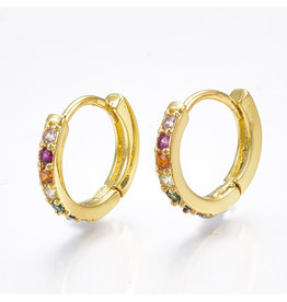 Fashion Jewelry GOLD STAINLESS HOOP CZ EARRINGS FJEFD