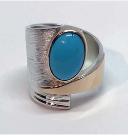 Karl W. Hoffman SILVER/14KT YELLOW GOLD TURQUOISE WRAP RING KWH073-9.5