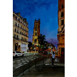 Karl W. Hoffman "PARIS STREETS" 36x24 Palette Knife Oil Painting