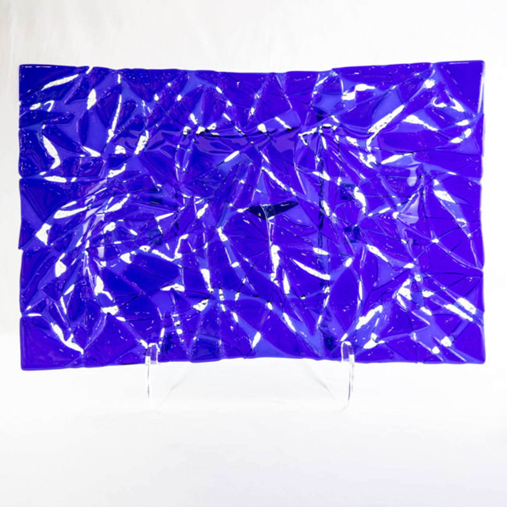 Patrice Carbaugh "BLUE ICE TRAY" 12.5x19.5x2 Fused Glass