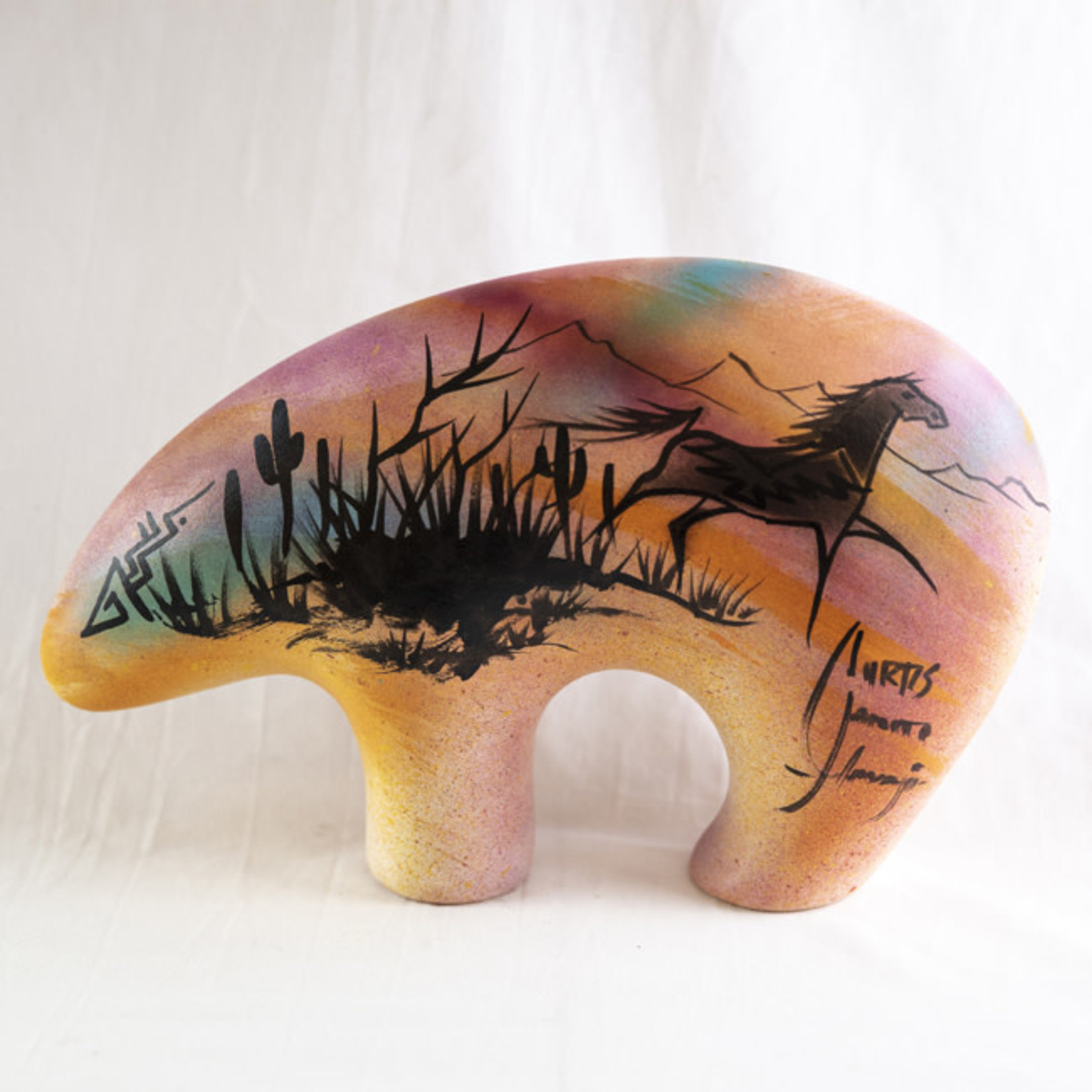 Curtis Yanito "SW BEAR FETISH" Painted Pottery 8x12