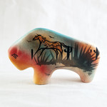 Curtis Yanito "SW SMALL BISON TALES" Painted Pottery 4x6.5