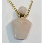 Fashion Jewelry GOLD STAINLESS ROSE QUARTZ NECKLACE FJN101-R