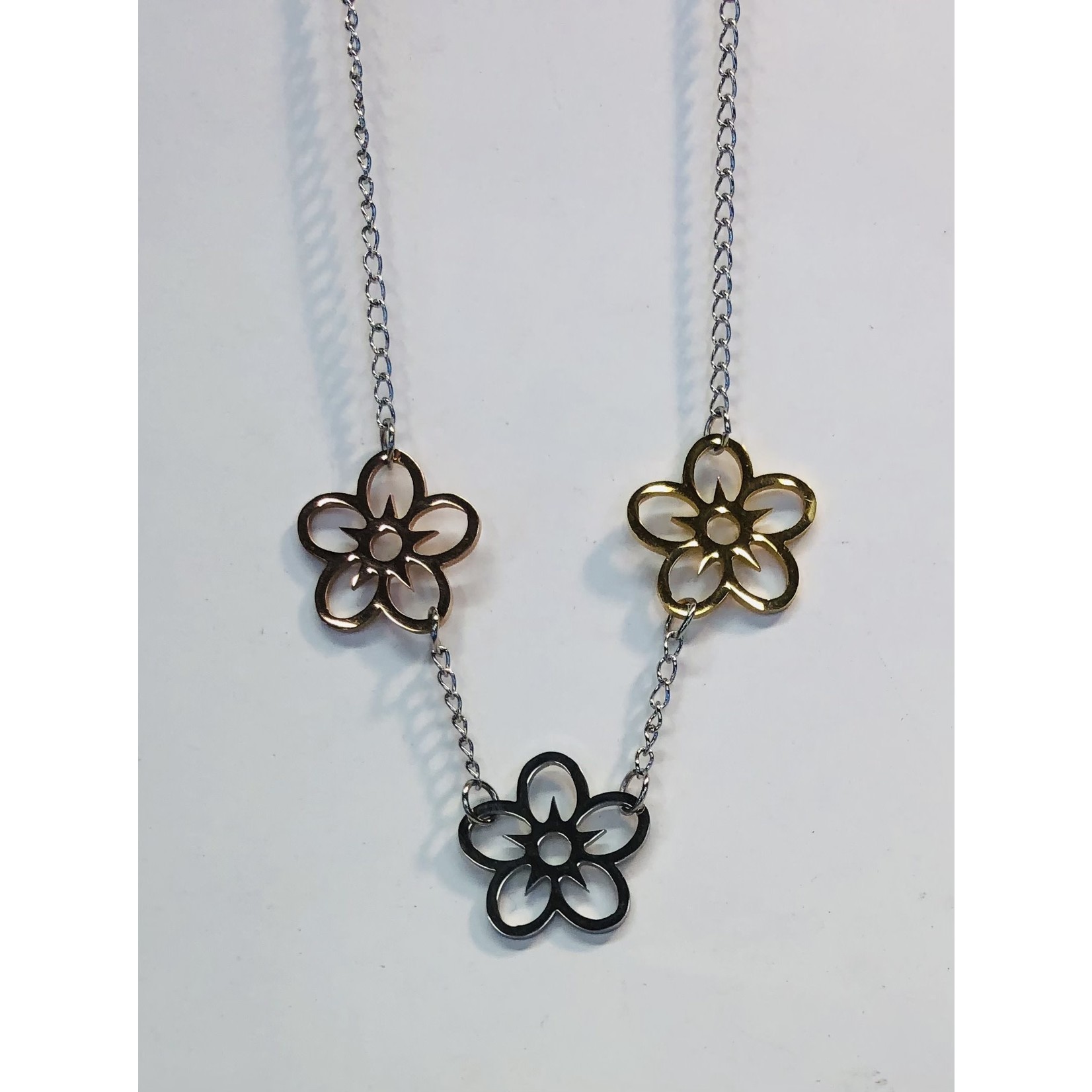 Fashion Jewelry MIXED STAINLESS FLOWER NECKLACE FJNTF