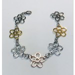 Fashion Jewelry MIXED STAINLESS FLOWER LINK BRACELET FJBLL