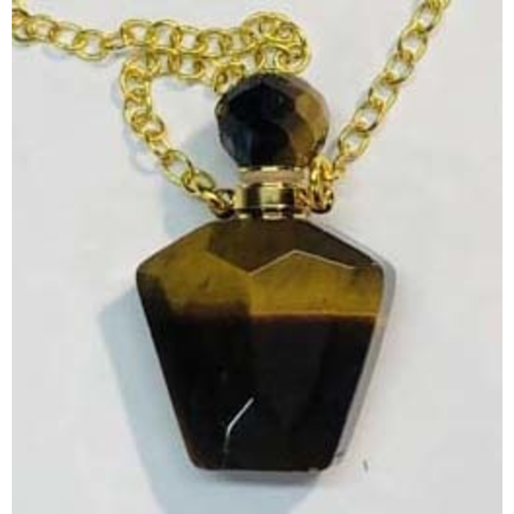 Fashion Jewelry GOLD STAINLESS TIGER EYE NECKLACE FJN101-T