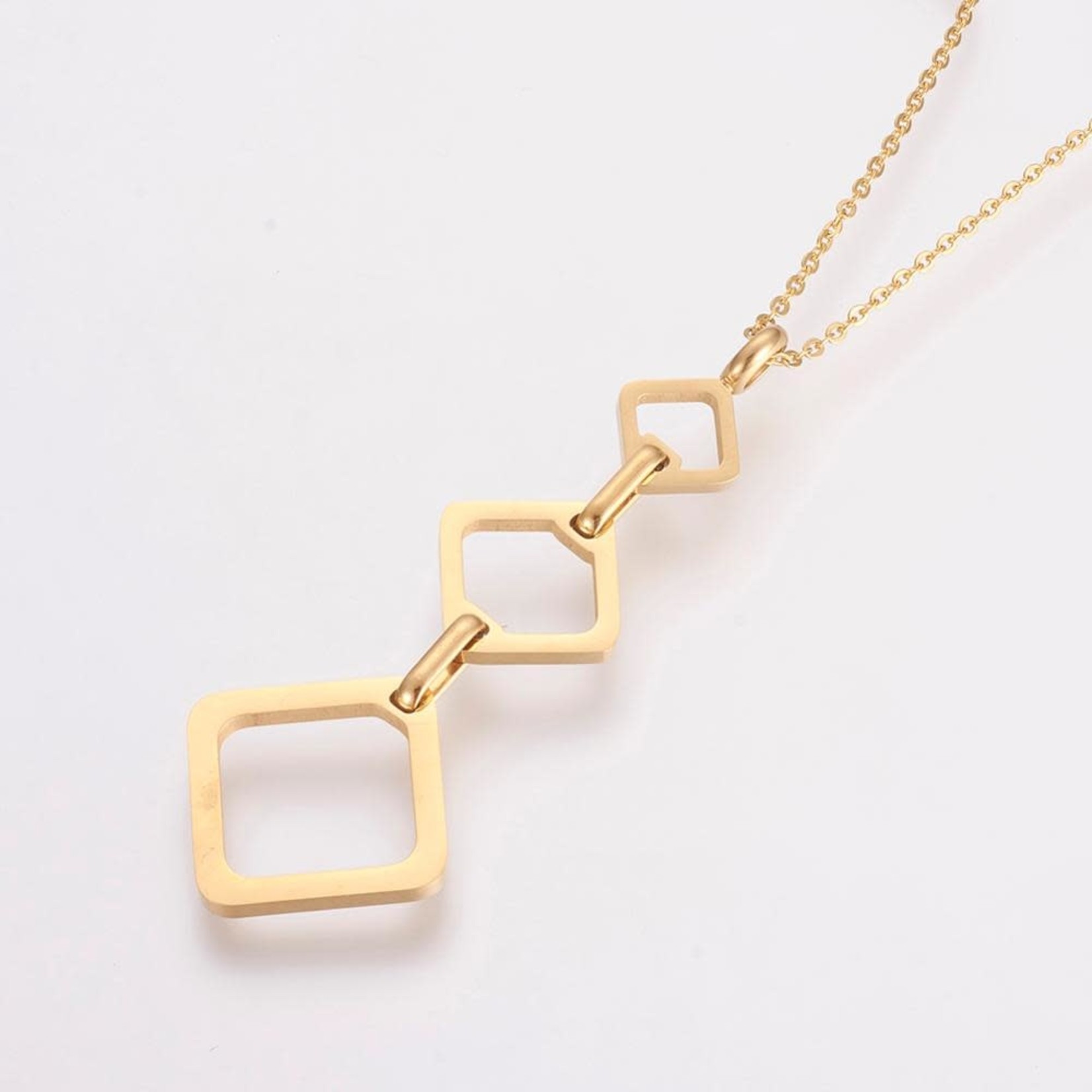 Fashion Jewelry GOLD STAINLESS SQUARE NECKLACE FJNSW