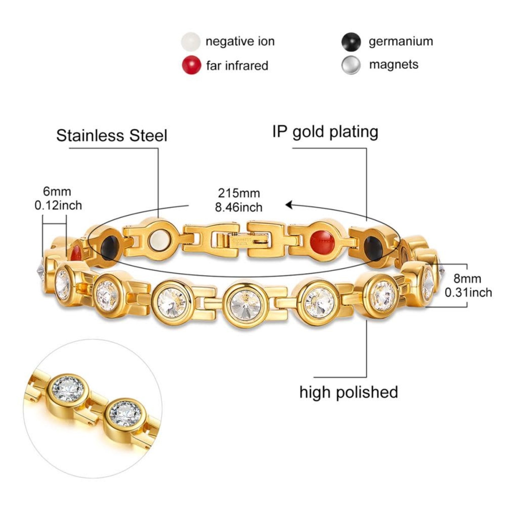 GOLD STAINLESS CZ BRACELET FJBCZ - Art Gallery H